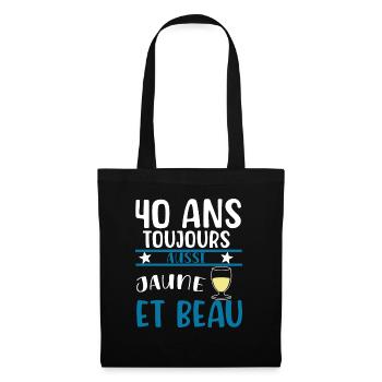40 ans cadeau anniversaire homme humour beauf - Sac en tissu - noir - Devant