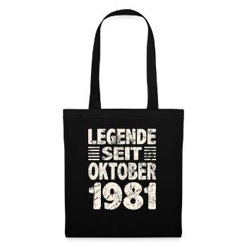 Oktober 1981 Legende seit 42 Jahren Mann Frau - Stoffbeutel - Schwarz - Vorne