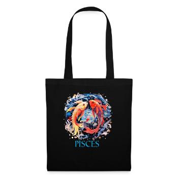 Cool Zodiac Sign Pisces Design pour les femmes et les hommes - Sac en tissu - noir - Devant
