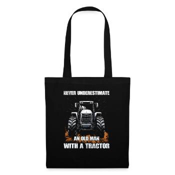 Never underestimate old man tractor farmer - Tote Bag - black - Front