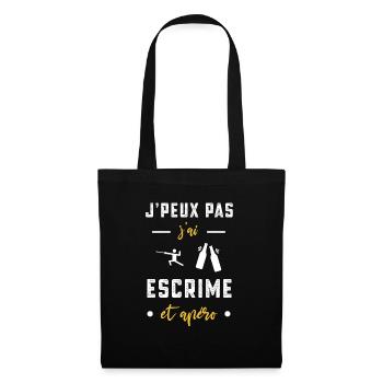 je peux pas j'ai escrime apéro humour - Sac en tissu - noir - Devant