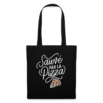 Sauvé par la pizza - Sac en tissu - noir - Devant