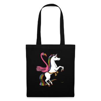 Flamingo Bird Riding Licorne magique - Sac en tissu - noir - Devant