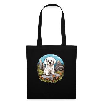 Chien Bichon Friesé - Sac en tissu - noir - Devant