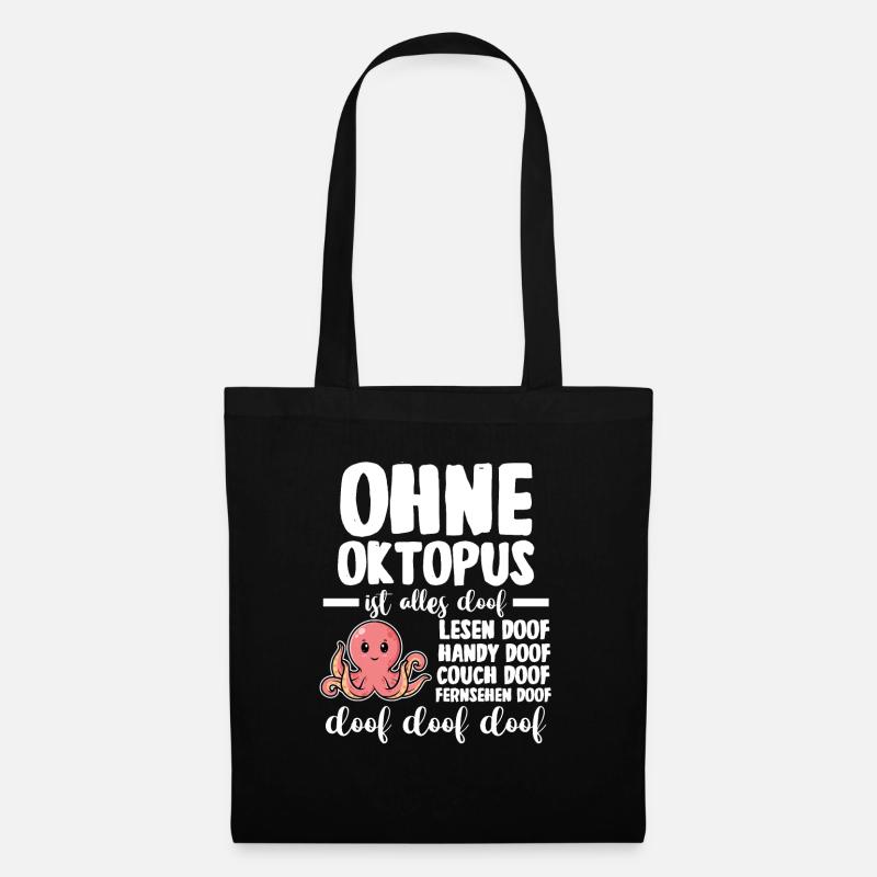 Tintenfisch Oktopus - Stoffbeutel - Schwarz