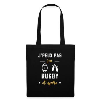 je peux pas j'ai rugby Ballon apéro humour - Sac en tissu - noir - Devant