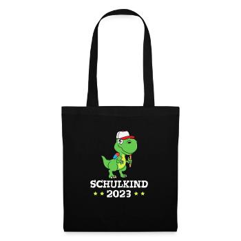 Schulkind 2023 Dinosaurier - Stoffbeutel - Schwarz - Vorne