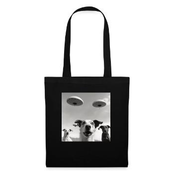 Selfie Chien OVNI Drôle Alien Ovni Amoureux De Chien - Sac en tissu - noir - Devant