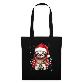 Niedliche Faultier Weihnachtsdeko, ich liebe Faultiere - Stoffbeutel - Schwarz - Vorne