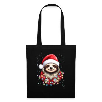 Faules Faultier Weihnachtsdesign für Männer und Frauen - Stoffbeutel - Schwarz - Vorne