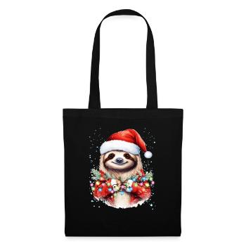 Sloth Christmas Art, Cute and Funny Sloth - Tote Bag - black - Front
