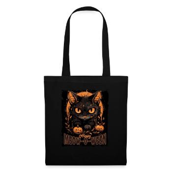 Happy Meow-o-Ween Niedliches schwarzes Katze Partykostüm - Stoffbeutel - Schwarz - Vorne
