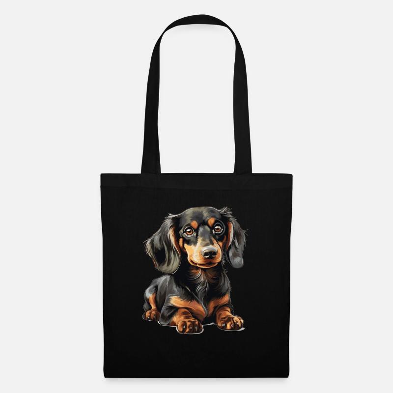 Hund Dackel - Stoffbeutel - Schwarz