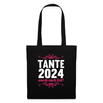 Werdende Tante 2024 - Stoffbeutel - Schwarz - Vorne