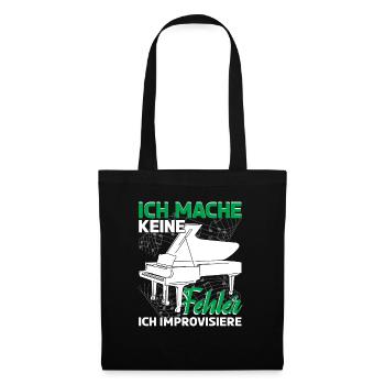 Klavier Pianist Ich mache keine Fehler - Stoffbeutel - Schwarz - Vorne