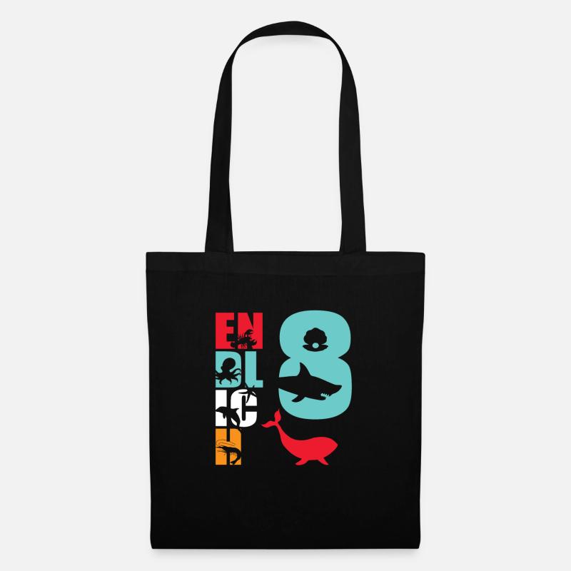 Endlich 8 Hai - Stoffbeutel - Schwarz