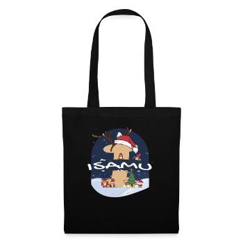 Nom génial d’Isamu w chapeau de père Noël dans le thème de Noël - Sac en tissu - noir - Devant