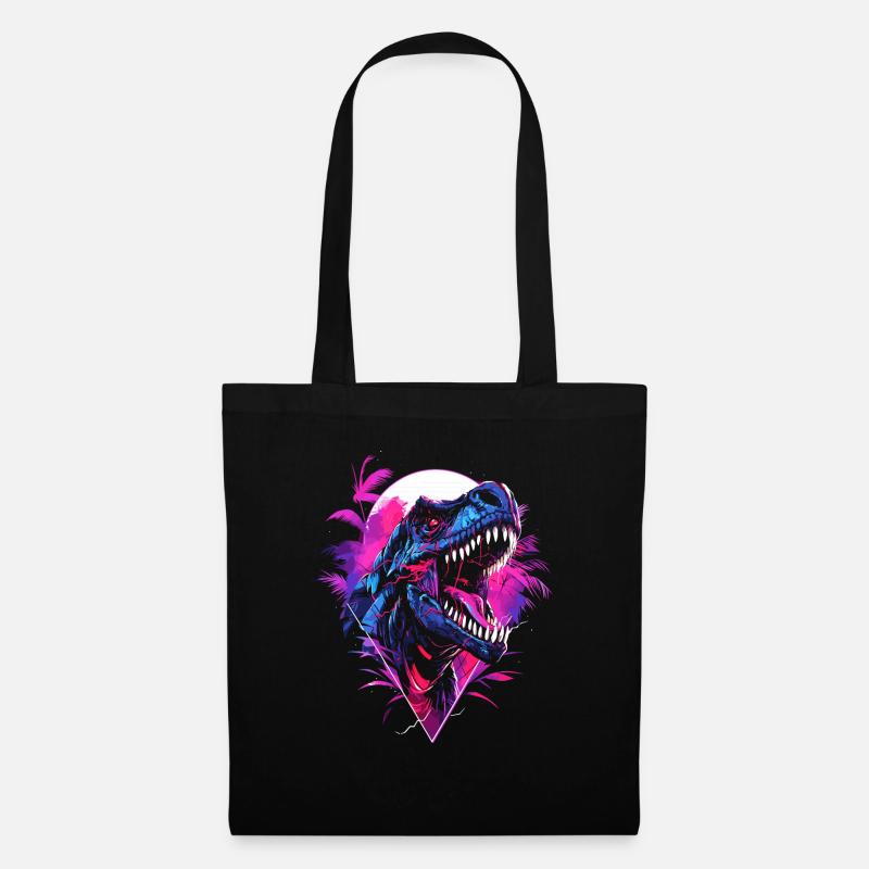 Synthwave T Rex - Sac en tissu - noir