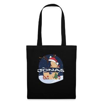 Toller Jonas Name mit Weihnachtsmütze im Weihnachtsthema - Stoffbeutel - Schwarz - Vorne