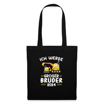Ich Werde Großer Bruder 2024 Bagger - Stoffbeutel - Schwarz - Vorne