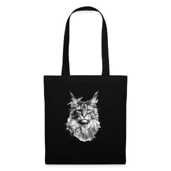 Maine Coon chat chat amant de chat cadeau Coony - Sac en tissu - noir - Devant
