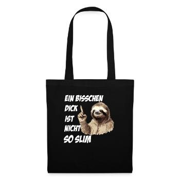 Faultier Sport T-shirt für Dicke und Faulpelze - Stoffbeutel - Schwarz - Vorne