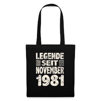 November 1981 Legende seit 42 Jahren Mann Frau - Stoffbeutel - Schwarz - Vorne
