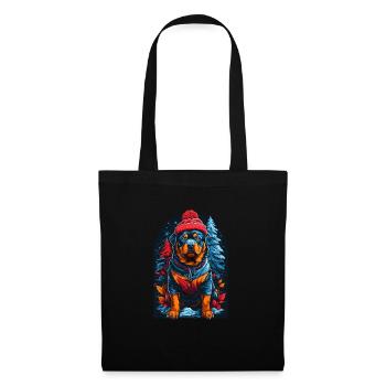 Rottweiler En Hiver A Rottweiler Heureux - Sac en tissu - noir - Devant