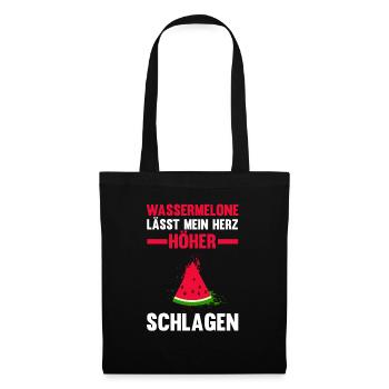 Früchte Wassermelone - Stoffbeutel - Schwarz - Vorne
