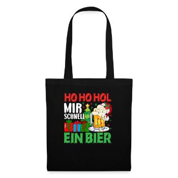 Bier Weihnachten Weihnachtsfeier Geschenke - Stoffbeutel - Schwarz - Vorne