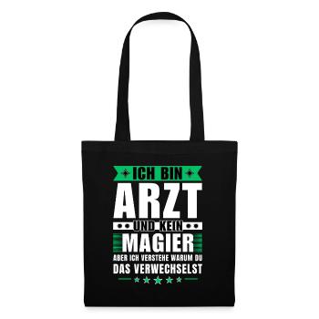 Ich bin Arzt und kein Magier - Stoffbeutel - Schwarz - Vorne