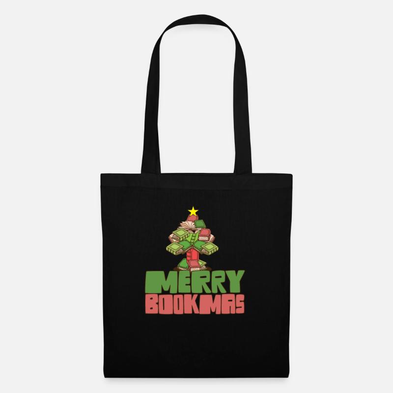 Merry Bookmas Bookworm Christmas Tree Introvert - Stoffbeutel - Schwarz