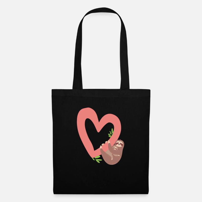 Faultier Valentinstag Faultier Faultier Valentin - Stoffbeutel - Schwarz