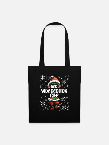 Weihnachtsoutfit Videoeditor Wichtel - Stoffbeutel - Schwarz