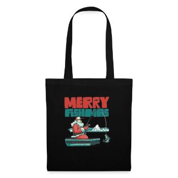 Fishing Christmas Costume Merry Fishmas Funny - Stoffbeutel - Schwarz - Vorne