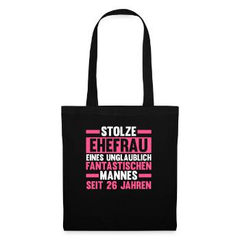 Ehe Jadehochzeit 26 Jahre Verheiratet Hochzeitstag - Stoffbeutel - Schwarz - Vorne