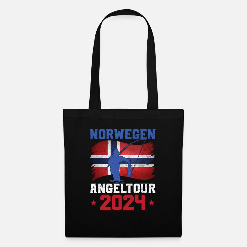 Angeltour Norwegen 2024 Angler Geschenkidee - Stoffbeutel - Schwarz