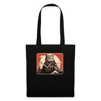 Chat samouraï japonais Japon Esthétique Amoureux des chats - Sac en tissu - noir - Devant