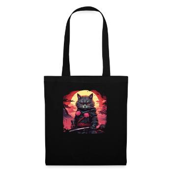 Chat samouraï japonais Japon Esthétique Amoureux des chats - Sac en tissu - noir - Devant