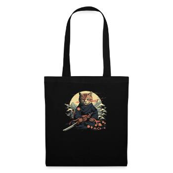 Chat samouraï japonais Japon Esthétique Amoureux des chats - Sac en tissu - noir - Devant