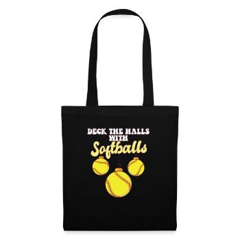 Softball Player Catcher Christmas Balls Deck The - Stoffbeutel - Schwarz - Vorne