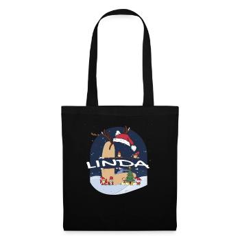 Toller Linda-Name mit Weihnachtsmütze im Weihnachtsthema - Stoffbeutel - Schwarz - Vorne