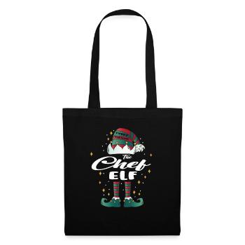 chef Elf funny Family Christmas Weihnachten - Stoffbeutel - Schwarz - Vorne