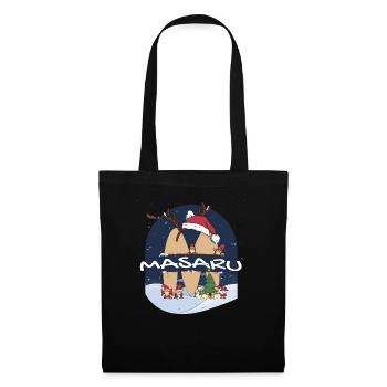 Impressionnant nom Masaru w chapeau de père Noël dans le thème de Noël - Sac en tissu - noir - Devant