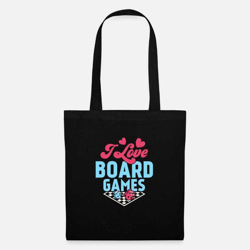 I Love Board Games Nerd Gamer Tabletop Player - Stoffbeutel - Schwarz