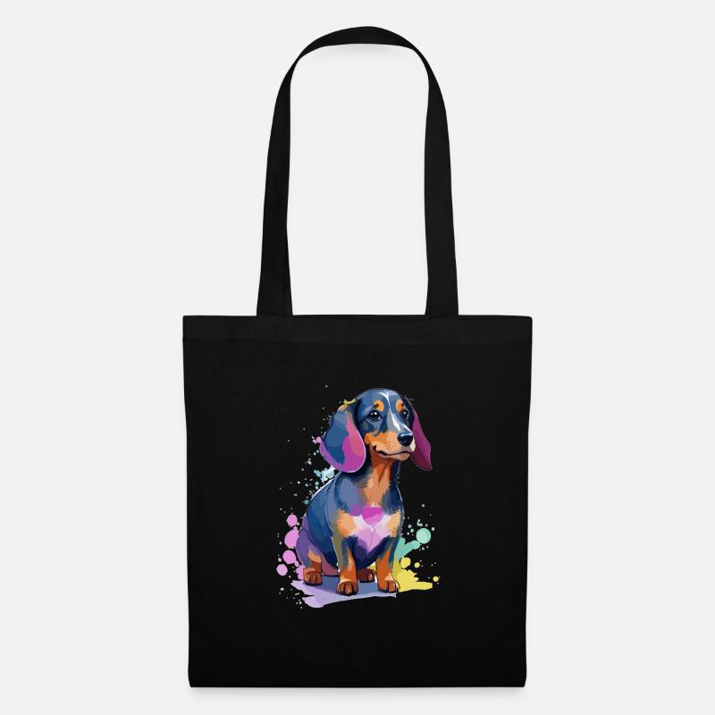 Teckel à l’aquarelle - Sac en tissu - noir