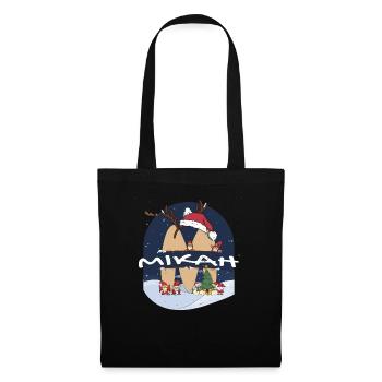 Impressionnant nom de Mikah w chapeau de père Noël dans le thème de Noël - Sac en tissu - noir - Devant