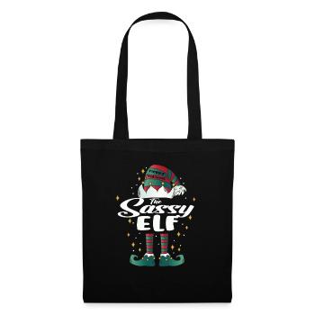 sassy Elf funny Family Christmas Weihnachten - Stoffbeutel - Schwarz - Vorne