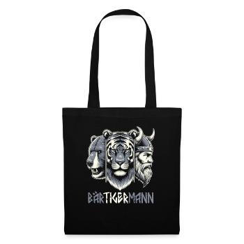 Bärtigermann Bär Tiger Mann Geschenk Bart - Stoffbeutel - Schwarz - Vorne