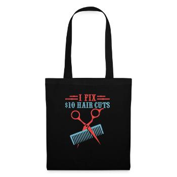 Je répare les coupes de cheveux à 10 $ Coupe de cheveux de de salon de coiffure - Sac en tissu - noir - Devant